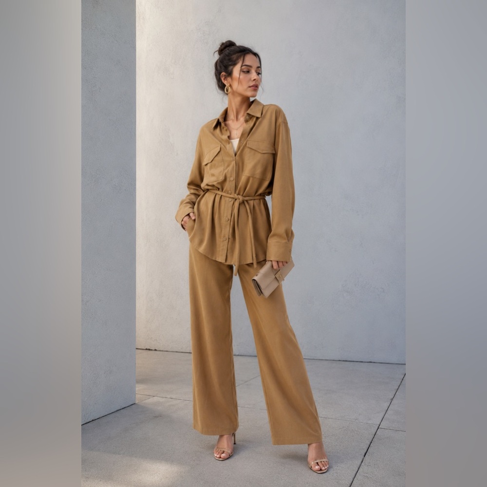 Good American belted suede jacket